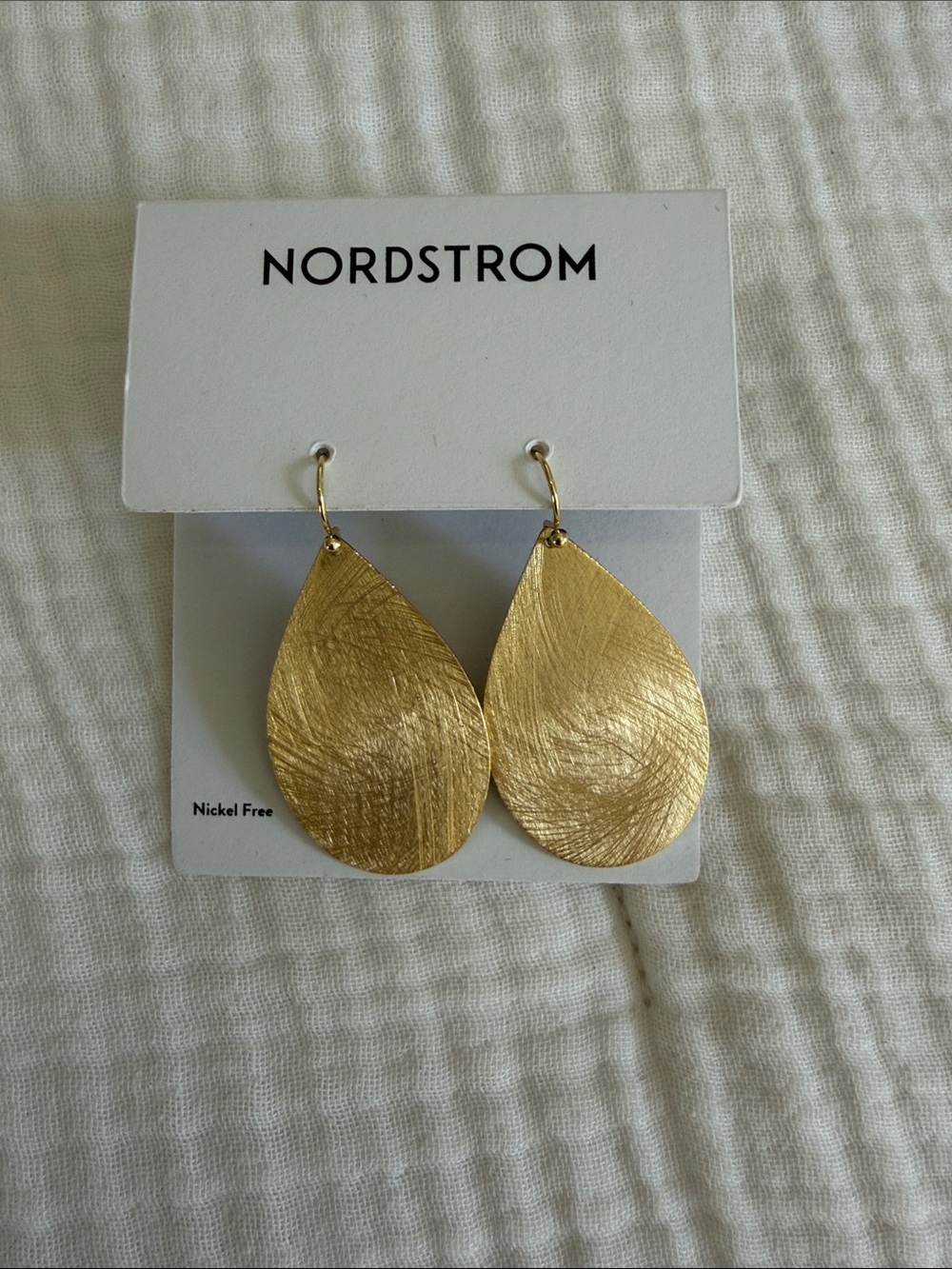 Nordstrom Gold Leaf-Textured Teardrop Dangle Earrings